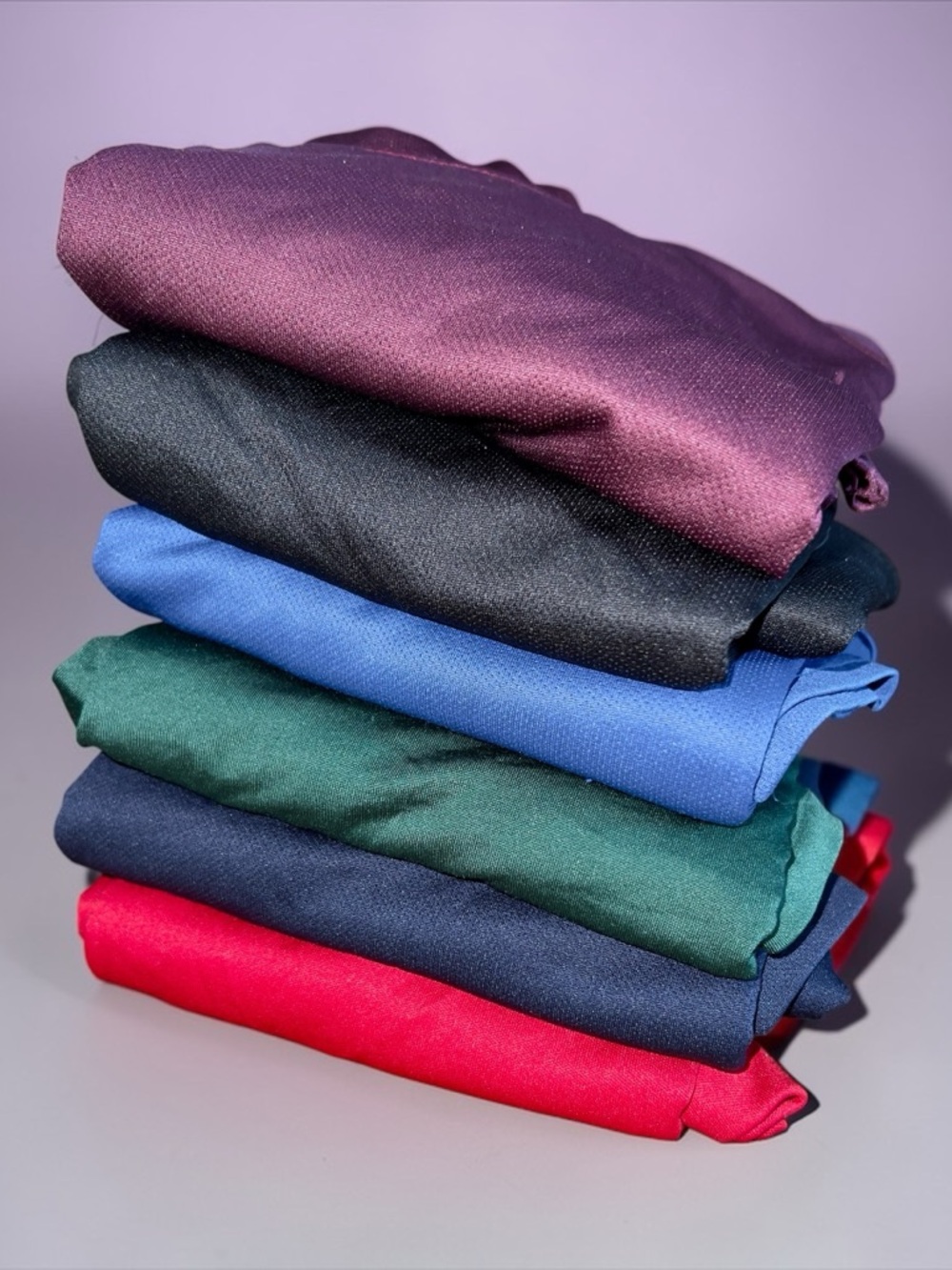 6 Lot Big Men’s 5X Short Sleeve Polyester Shirts, Burgundy Black Red Blue Green